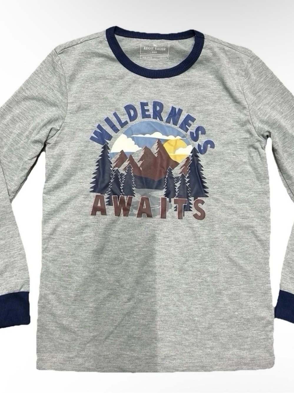 Kids Eddie Bauer Grey Long Sleeve T Shirt Size Medium (10/12)